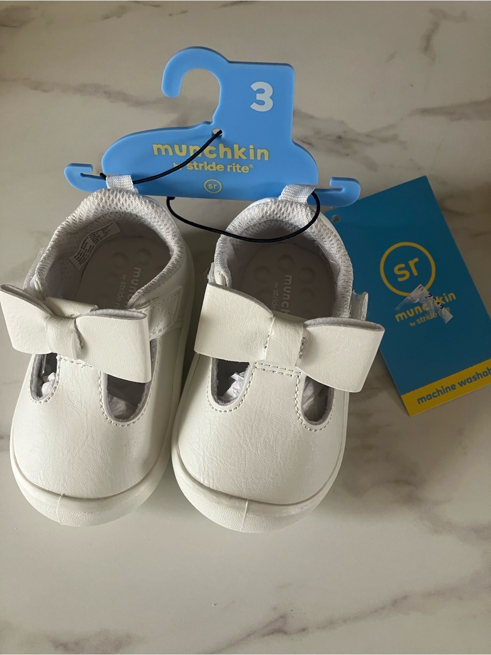 Stride Rite White Bow Baby Walker Shoes